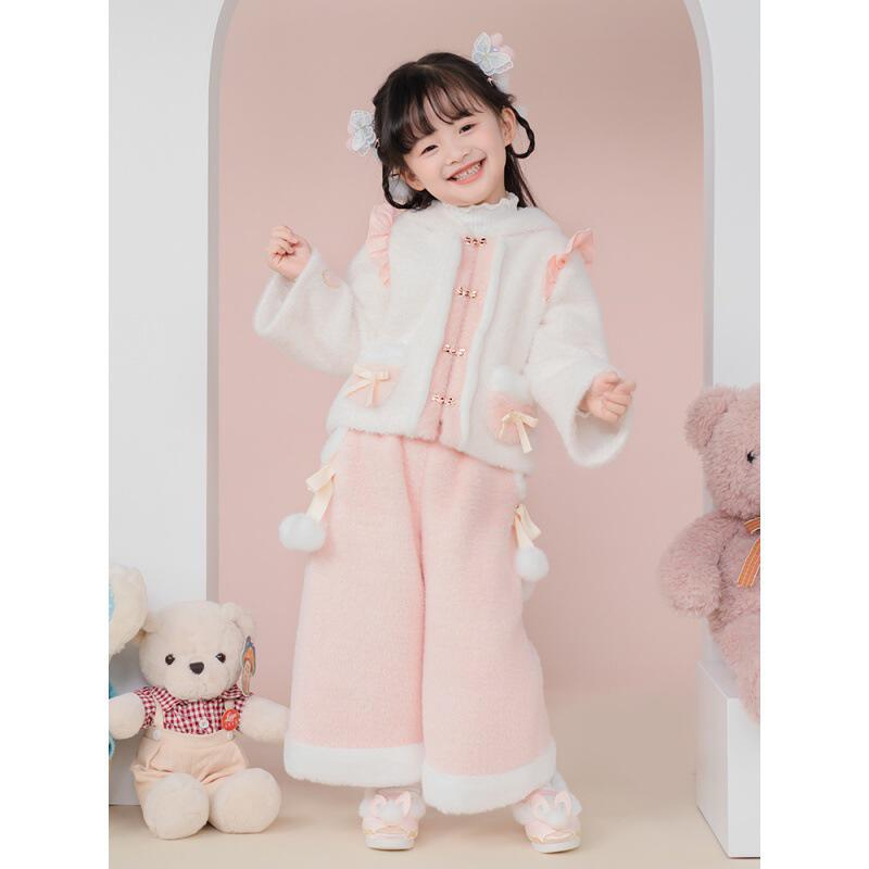 西子问汉服女童冬季带帽可爱童装儿童加厚保暖中国风裤子套装嫣辞
