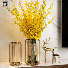 LR轻奢玻璃花瓶摆件创意客厅干花插花花艺现代玄关电视柜餐桌装饰