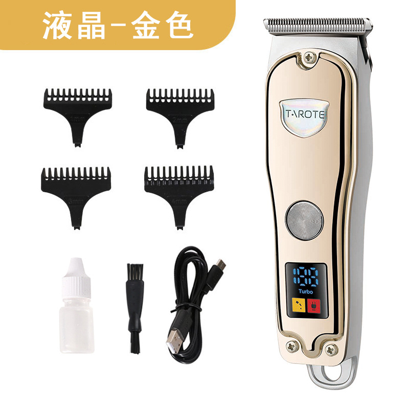 Oil Head LCD Display Hair Clipper Usb Rechargeable Gradient Engraving T-Type Zero Cutter Head Electric Clipper Hair Trimmer