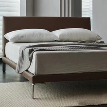 意式极简科技布床主卧室双人超薄床头轻奢现代设计师床家具