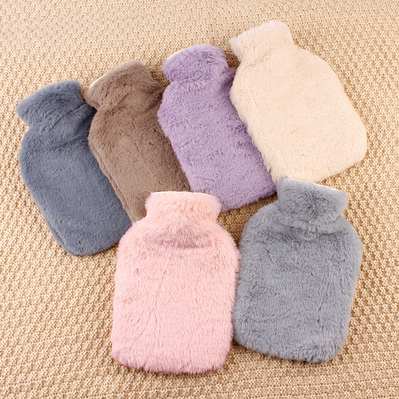 Two-Side Hand Putting Plush Cloth Cover Water-Filled Hot Water Bag PVC Hand Warmer Water Injection Hand Warmer Hand Warmer Bag Wholesale