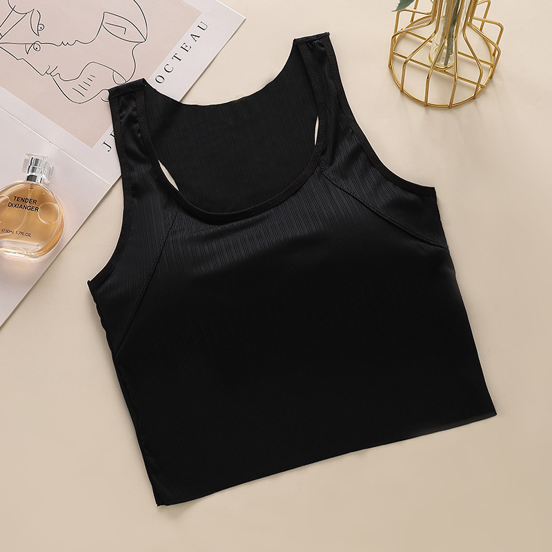 One-Piece Cup Backless Bra Anti-Exposure Temperature Change Inner Cushion Midi Wide Shoulder Strap Vest-Style Seamless Women's Underwear