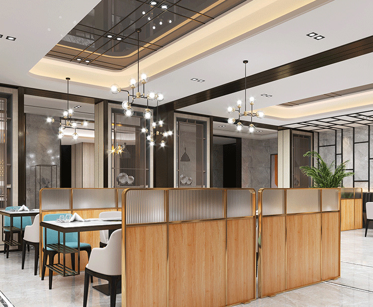 轻奢不锈钢网红餐厅隔断墙铁艺饭店火锅店酒吧卡座长虹玻屏风护栏