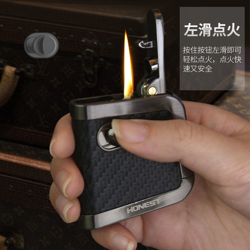 Personalized Metal Waterproof Outdoor Vintage Kerosene Lighter High-End Fashion Leather Gift Kerosene Engine