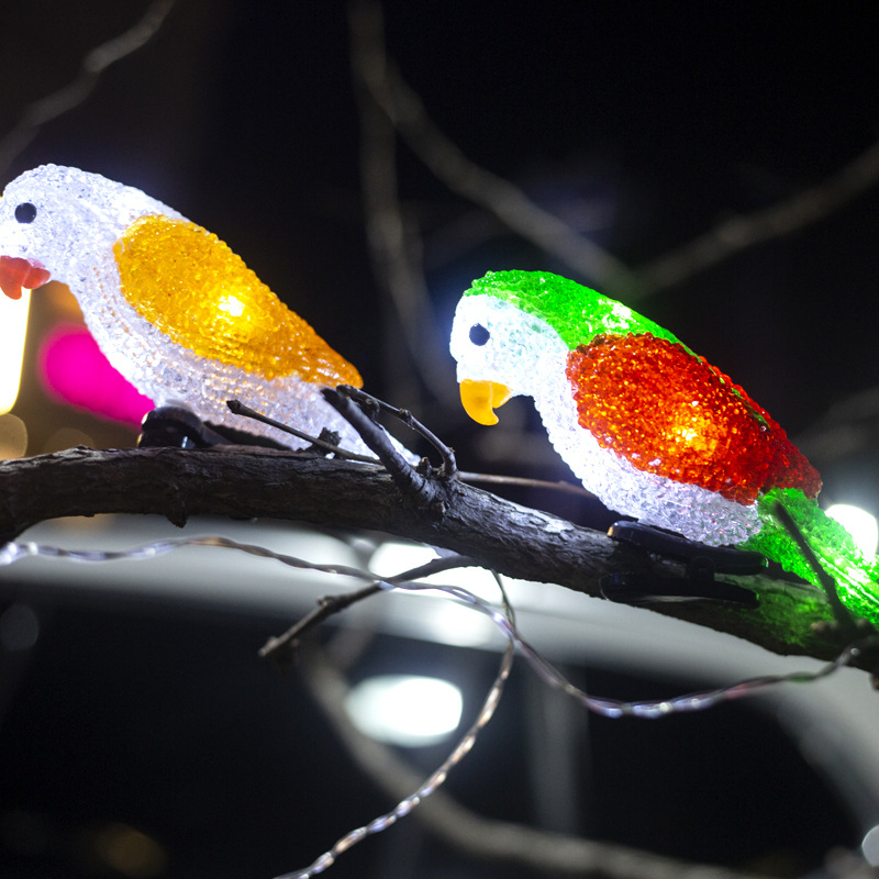 led鹦鹉装饰灯 太阳能鹦鹉造型灯 电池盒小鸟装饰灯 节日彩灯灯串
