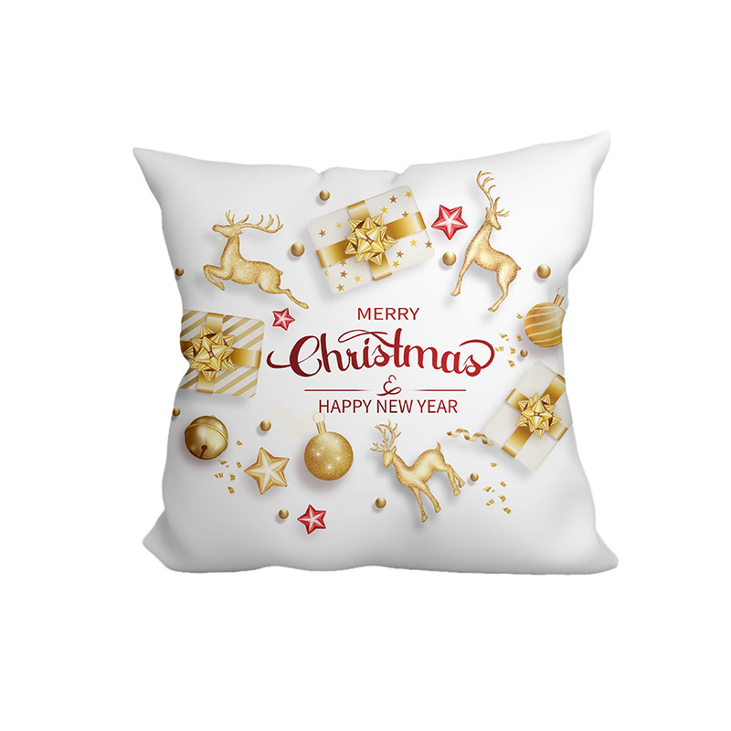 Cross-Border New Arrival Christmas Pillow Cover Christmas Elk Snowflake Printed Pillow Home Sofa Decorative Cushion Wholesale