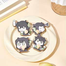 手绘木质卡通动物居家装饰日用钥匙口罩挂钩创意免打孔粘钩小黑猫