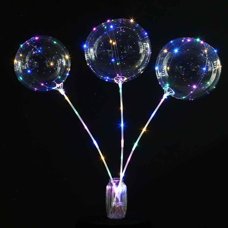 Children's Day Cartoon Transparent Luminous Bounce Ball Hand-Held Lantern Luminous Stickers Balloon Night Market Hot Stall