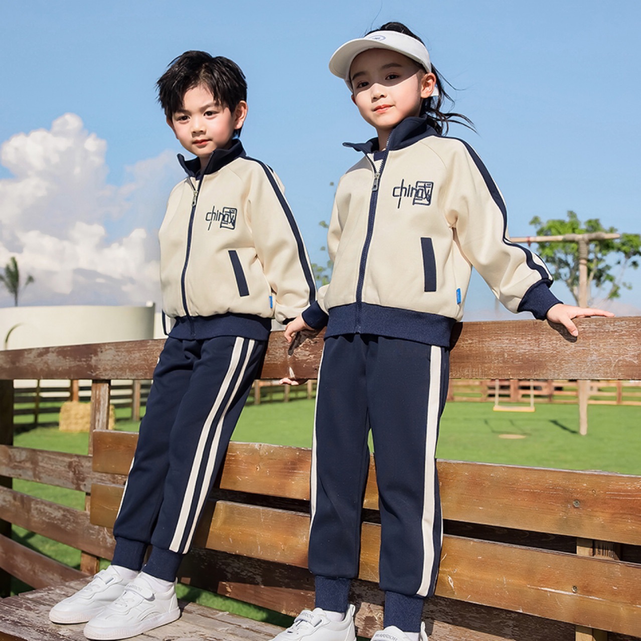 小学生校服春秋款套装儿童运动班服一年级三件套幼儿园园服中国风