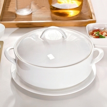 骨瓷双耳汤碗带盖带盖的汤盆陶瓷大号家用感8寸有盖大汤碗