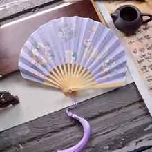 贝壳扇日式和风棉布折扇可爱迷你小扇子夏季便携折叠扇汉服和服zb