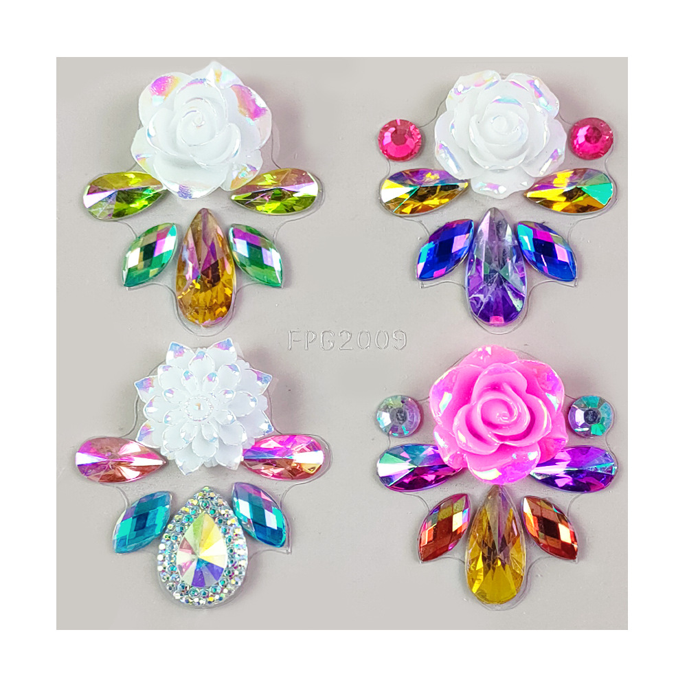 Eyebrow Diamond Sticker Cross-Border Face Diamond American Holiday Party Rhinestone Gem Stickers Rainbow Eye Makeup Stage Makeup Tattoo Stick-on Crystals