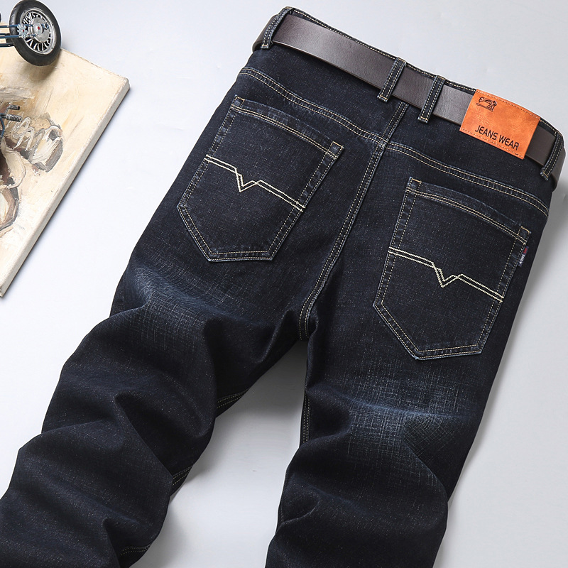 Denim Foreign Trade High Quality Stretch Business Jeans Meticulous Straight Loose Casual Men's Jeans Wholesale