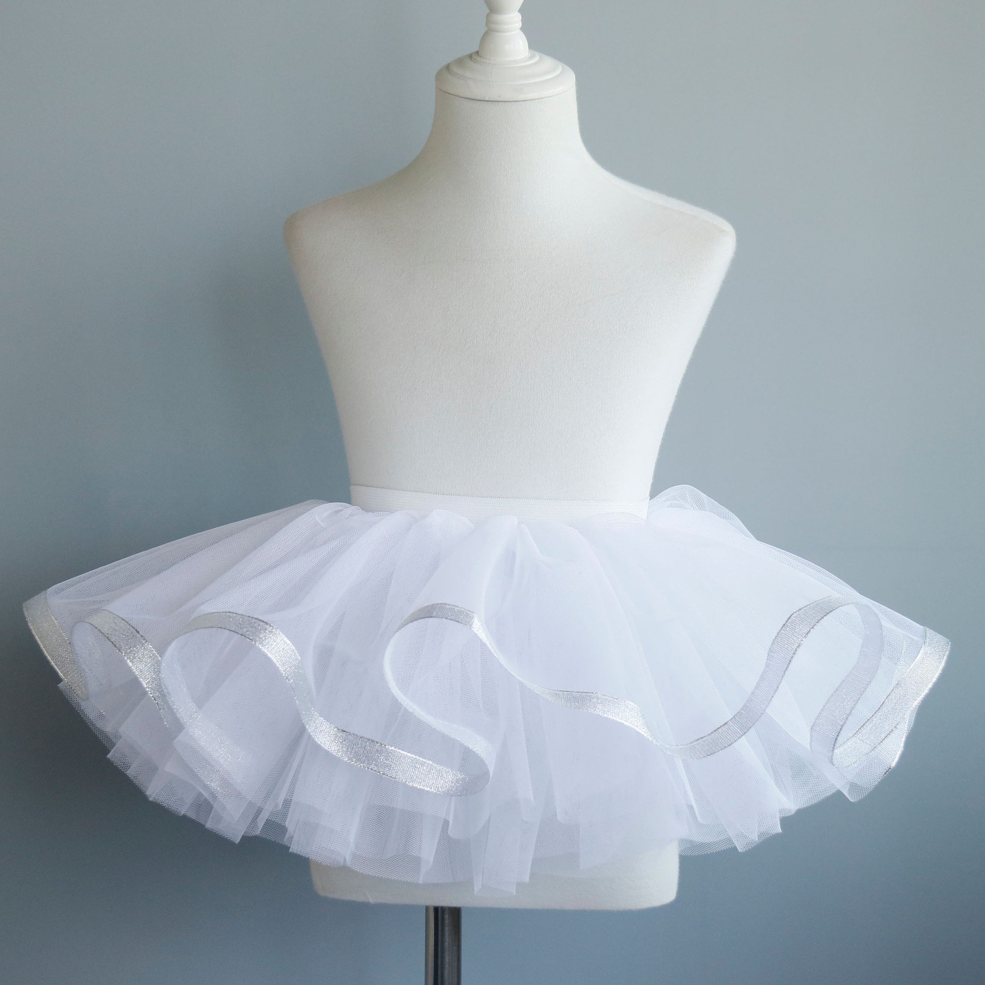 儿童舞蹈半身纱裙蓬蓬裙芭蕾舞女童练功短裙白色网纱女孩跳舞裙子