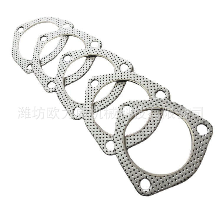 汽车改装排气管密封垫2.75英寸法兰接口垫70mm排气升级三孔垫片