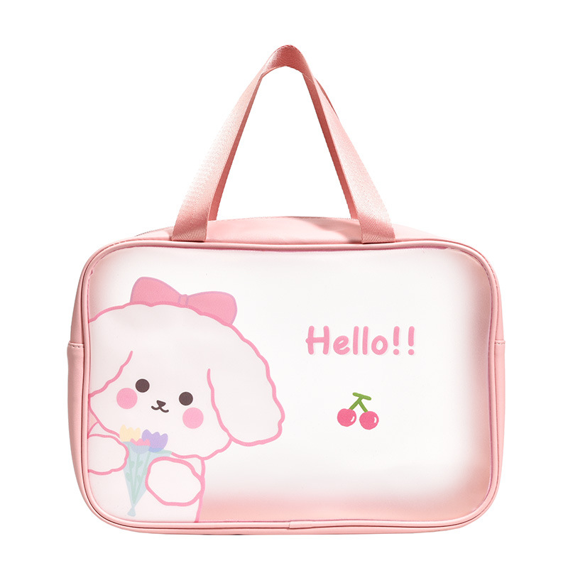 New Korean Cartoon PVC Cosmetic Bag Wholesale Transparent Wash Bag Cute Large Capacity Waterproof Pu Storage Bag