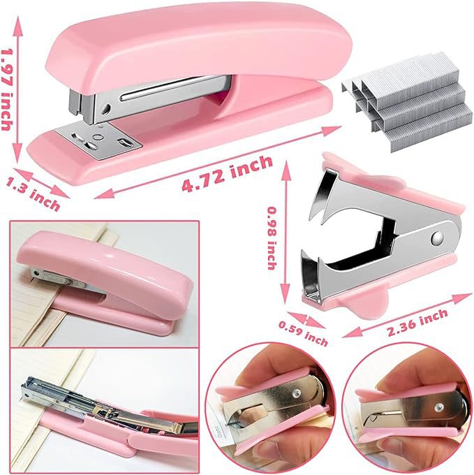 Cross-Border Direct Supply Pink Office Supplies Desktop Accessories Set Stapler Tape Holder Scissors Macaron Color Combination