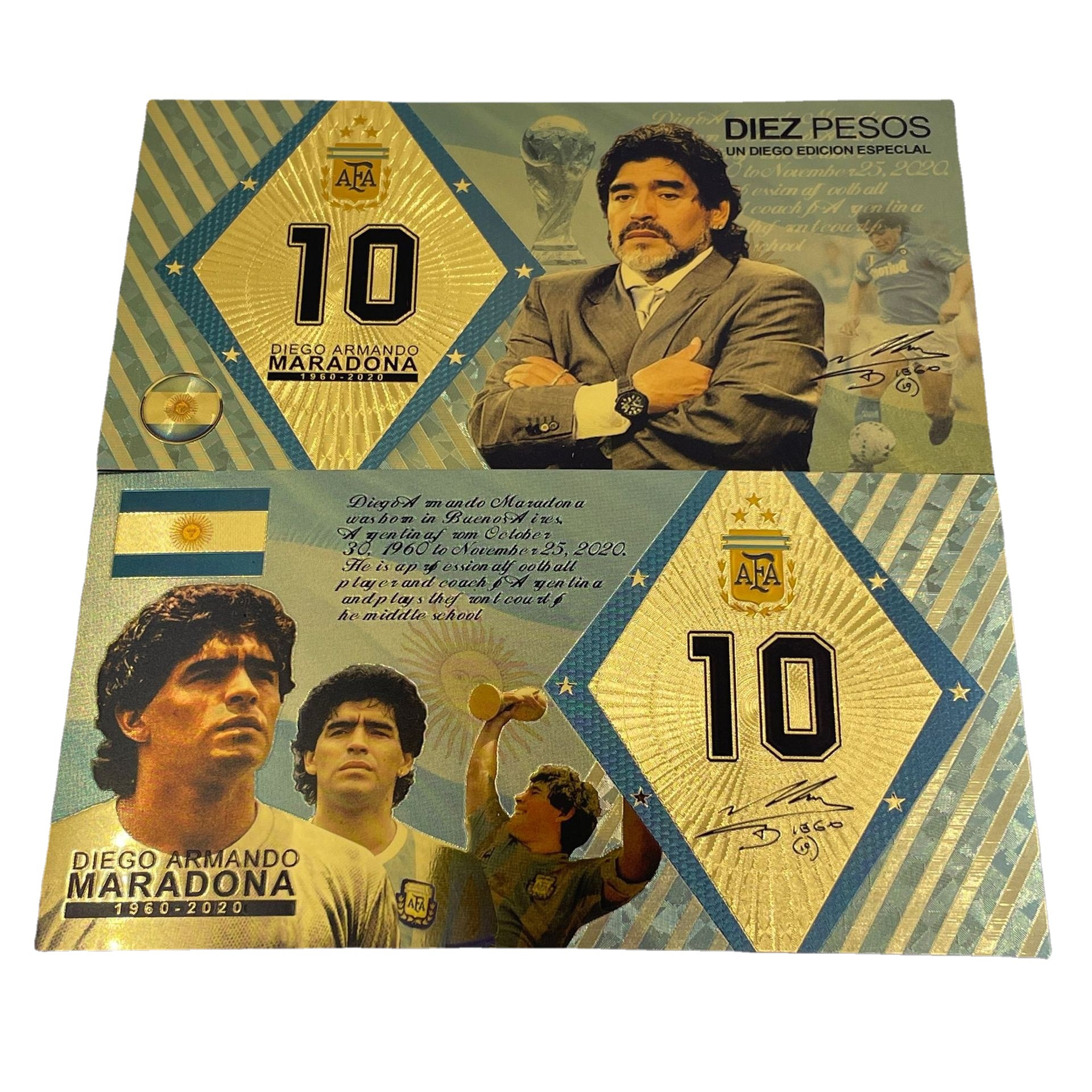 运动员球王马拉多纳 塑料金箔币 博尔特纪念硬币收藏礼工厂批定