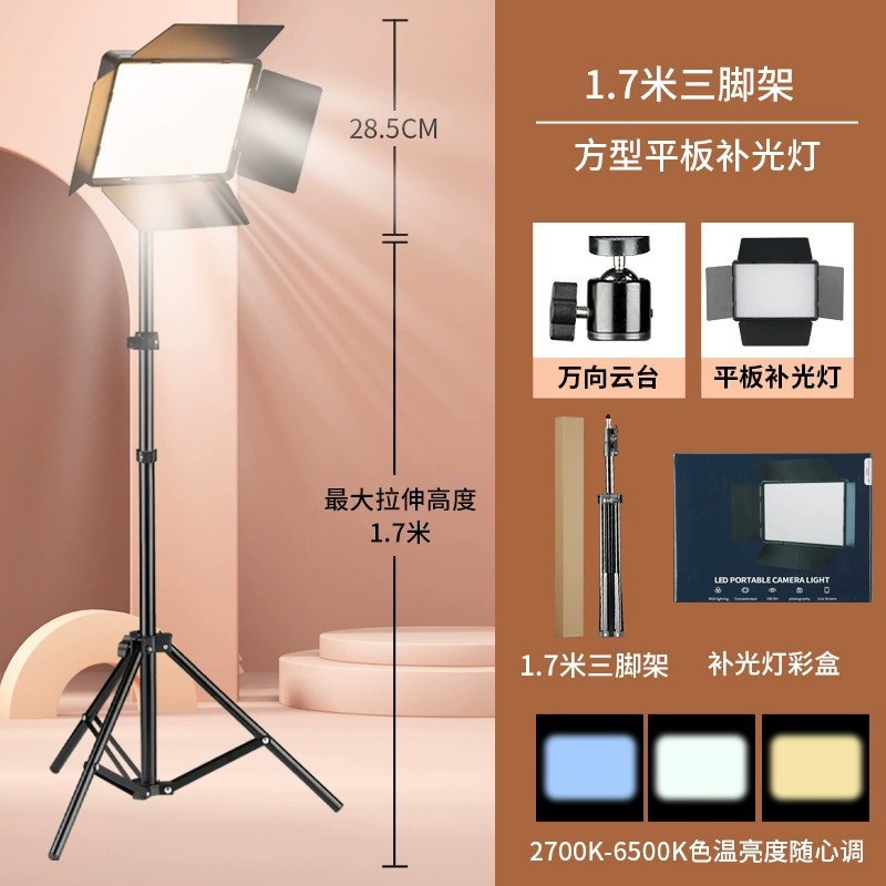 LED Light Live Photography Fill Light 10-Inch 19-Inch 24-Inch Square Light Beautification Photoshooting Anchor Flat Baffle Light Flat