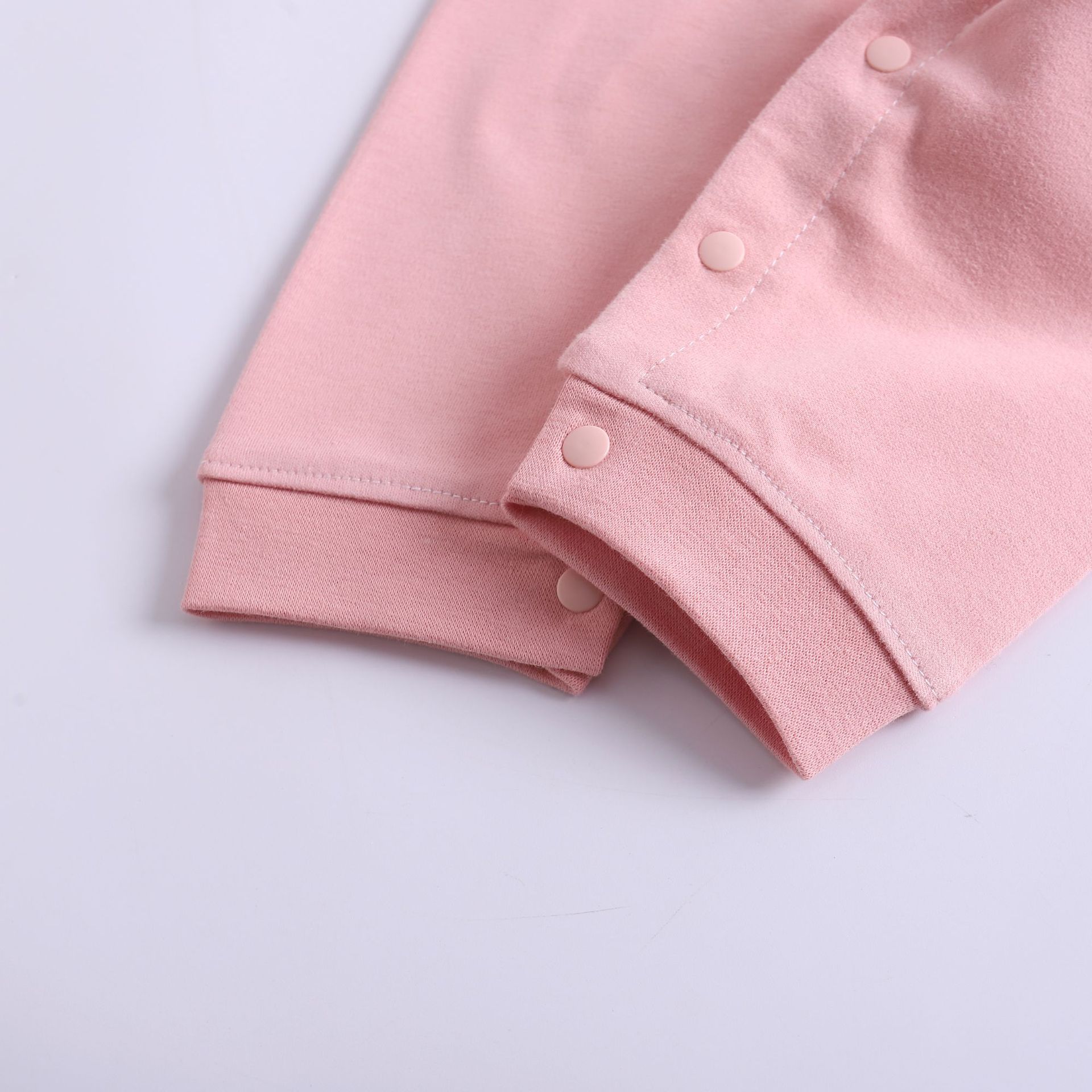 春夏宝宝高腰打底裤韩版按扣粉色小女孩可开档棉纯色棉裤pp裤无骨