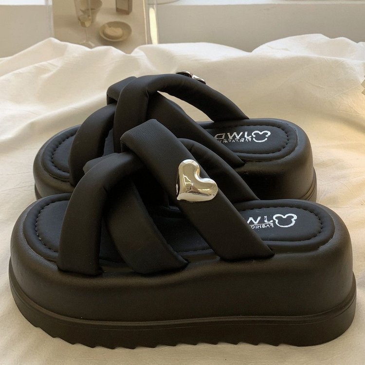 松糕厚底拖鞋女夏季新款外穿2024新款女士网红增高百搭休闲凉拖鞋