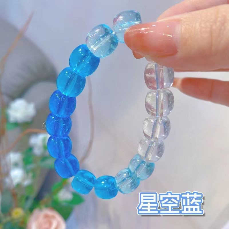 Xiaohongshu Imitation Bodhi Bracelet Pliable Temperament Gradient Color Buddha Beads Luminous Starry Sky Ice Transparent Plate Beads Bracelet