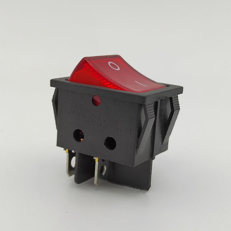 船型开关4脚2档kcd4带灯 红 绿翘板开关 16a250v 开孔尺30*22mm