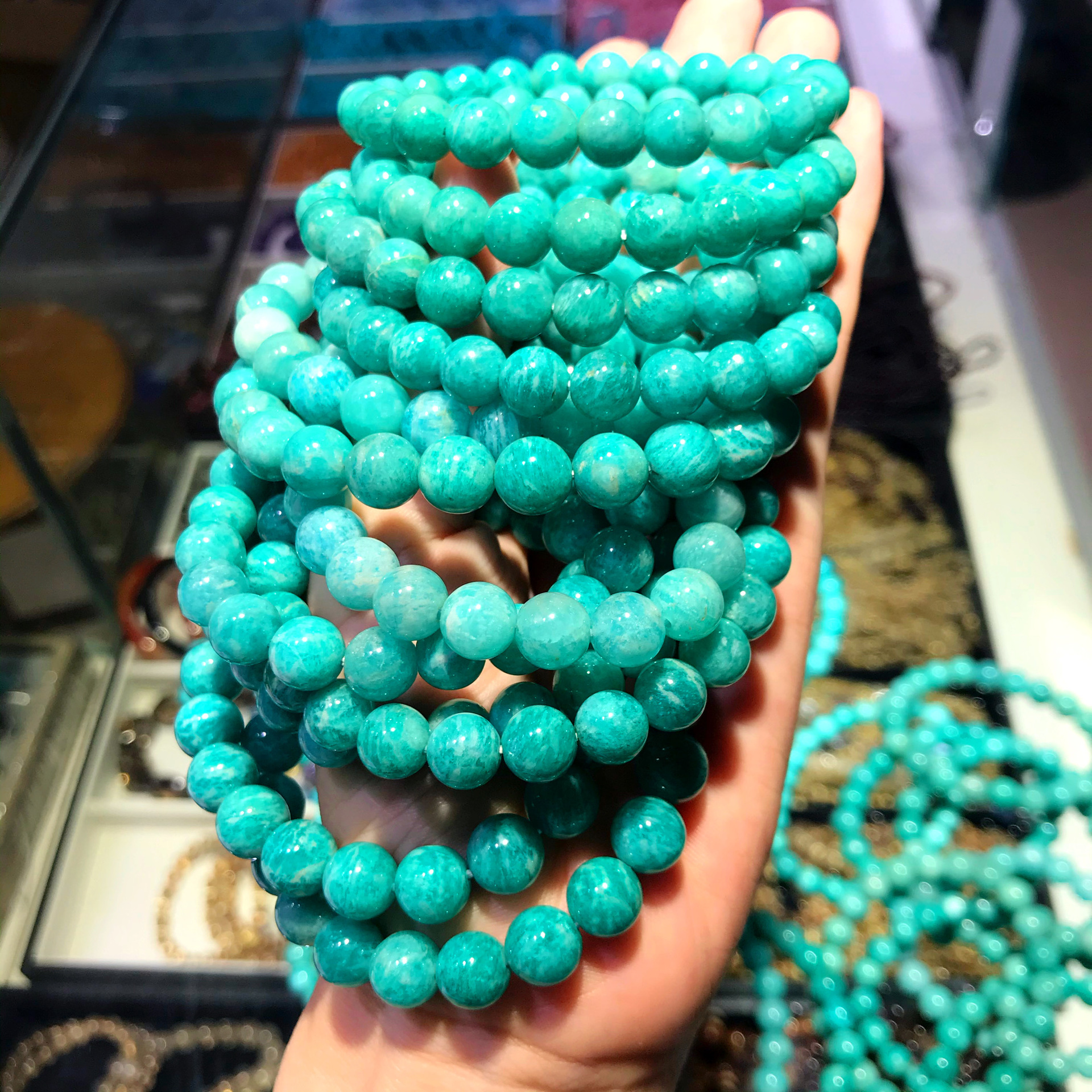 原矿天然无优化高瓷天河石莫桑比克老矿天河石手串男女