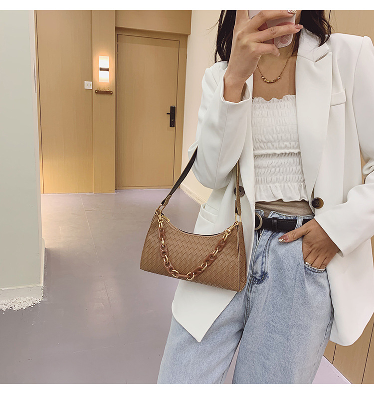 2021 New Chain Underarm Bag Fashion Fashion Woven Portable Shoulder Bag Simple Foreign Trade Hand Bag for Women