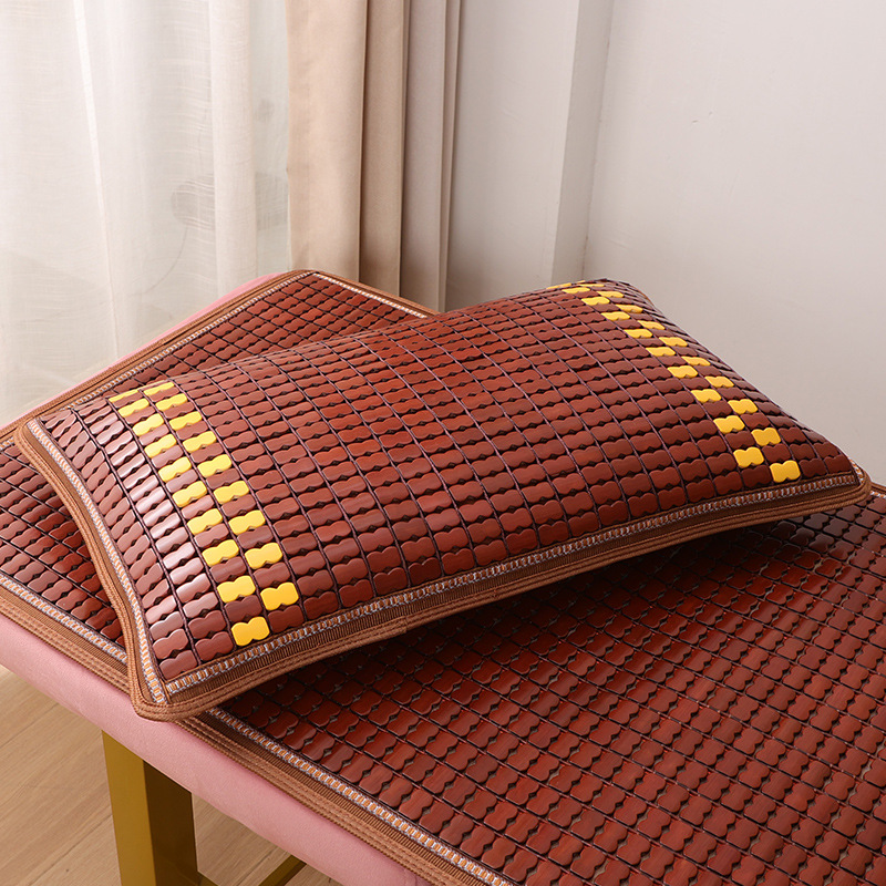 麻将凉席枕套夏季布筋蕾丝枕垫碳化竹席凉枕夏天全竹单人枕头套皮