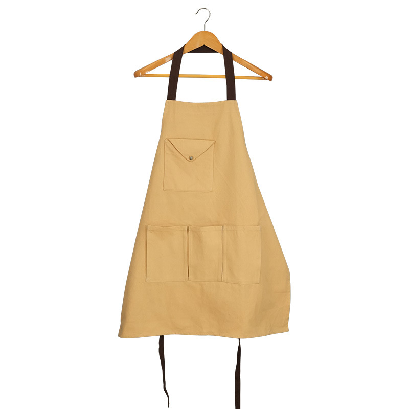 跨境咖啡店工作围裙加厚园艺防水外贸美发店全棉帆布工装围裙防污