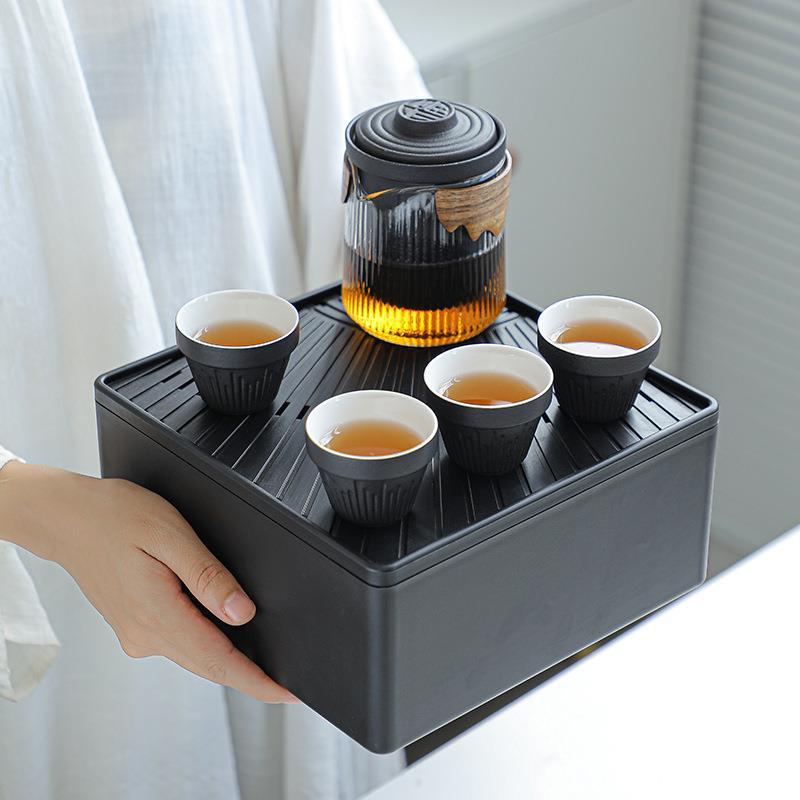 旅行车载功夫茶具套装便携式包户外快客杯简约收纳盒出差旅游茶具