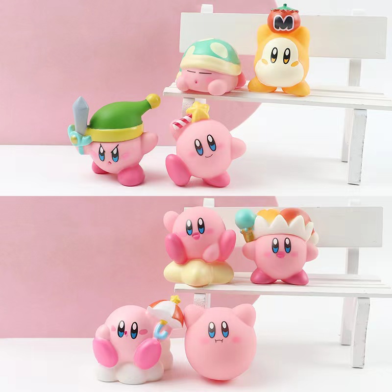 Kirby Hand-Made Various Summer Surfing Tesla Vinyl Crane Machine Capsule Toy Doll Cake Ornaments