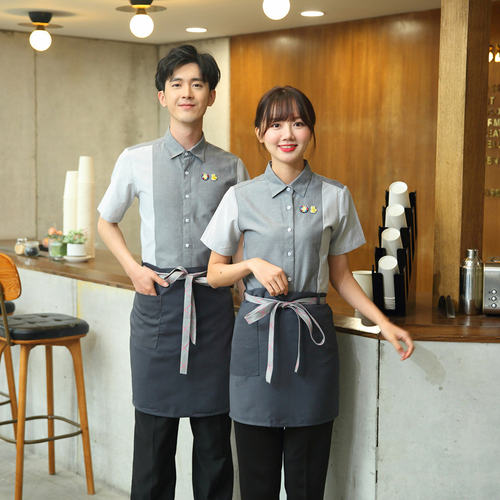 酒店服务员工作服衬衫短袖西餐饮快餐饭店火锅店咖啡厅工装制服夏