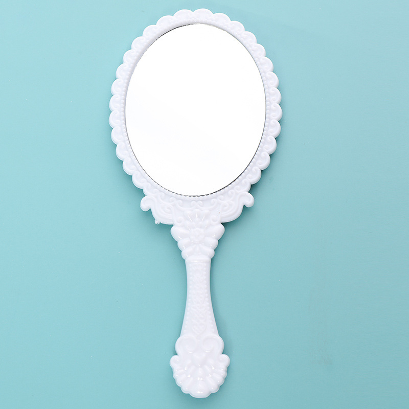 HD Plastic Handle Mirror Korean Retro Pattern Beauty Salon Portable Portable Princess Handheld Mirror Wholesale