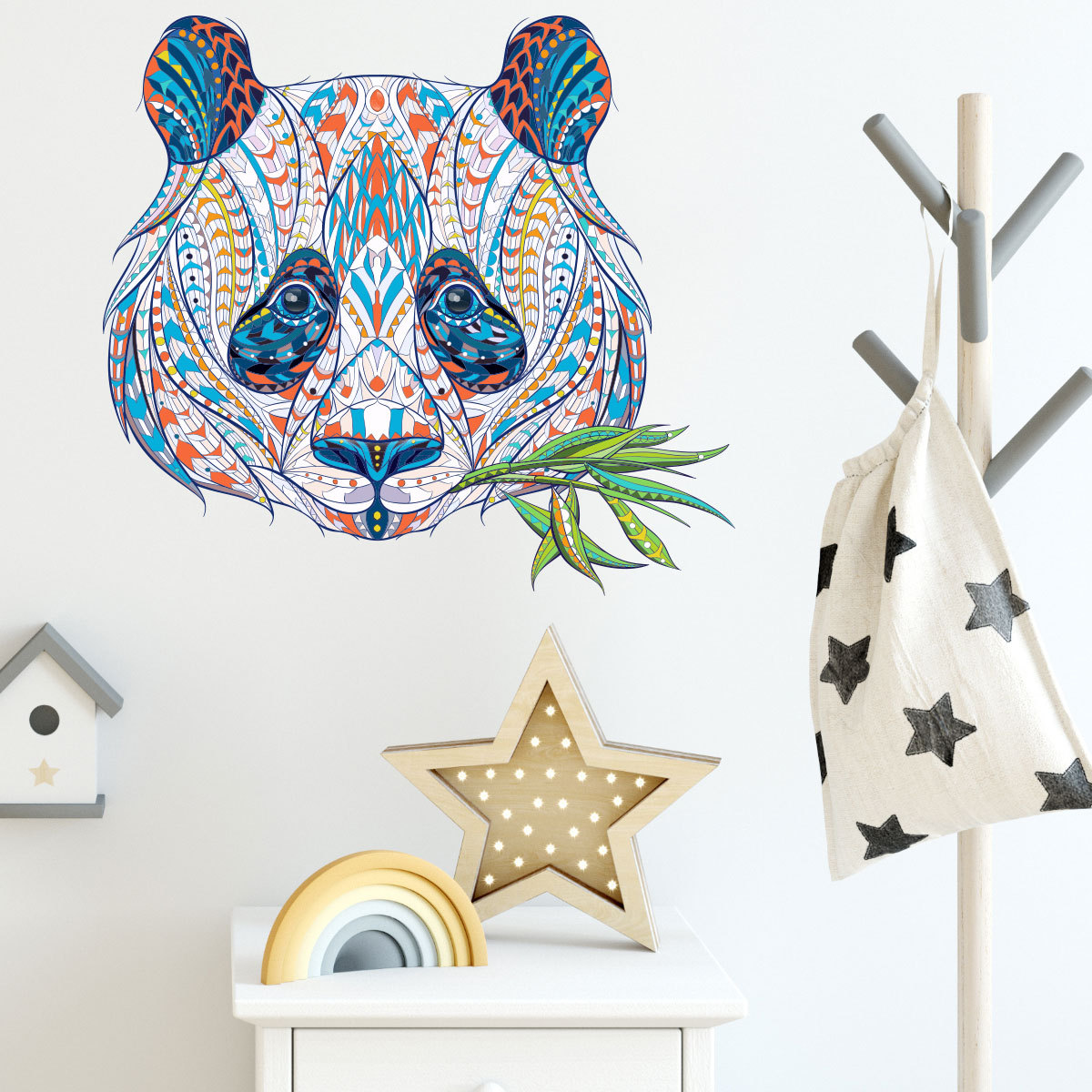 zsz1057彩色动物花纹diy拼图卡通狐狸墙贴儿童房客厅卧室书房贴纸