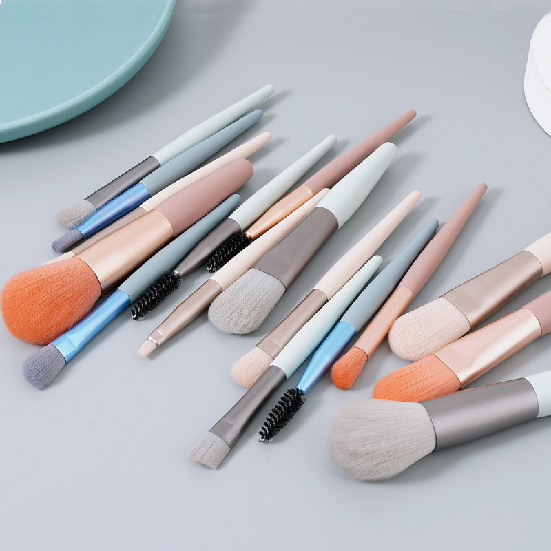 Morandi 8 Makeup Brushes Set Eye Shadow Repair Highlight Blush Brush New Macaron Portable Beauty Tools