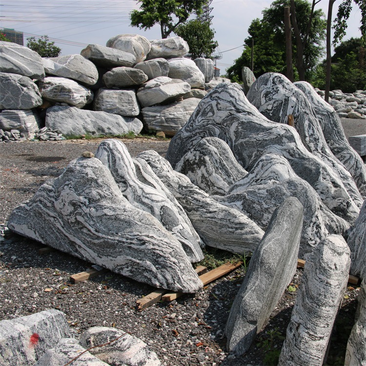 中国古典园林石景叠山佛山泰山石枯山水园林小品布置装饰景观石