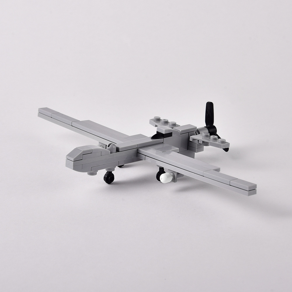 捕食者无人机积木军事空中战斗飞机拼装玩具兼容乐高moc套装跨境