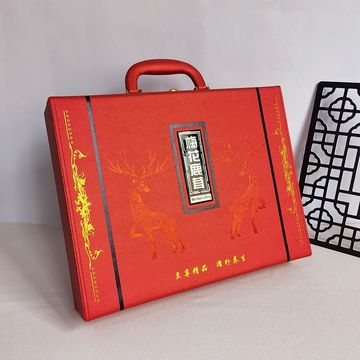 红色整枝鹿茸礼盒空盒子高档二杆梅花鹿茸整个装包装盒鹿角礼品盒