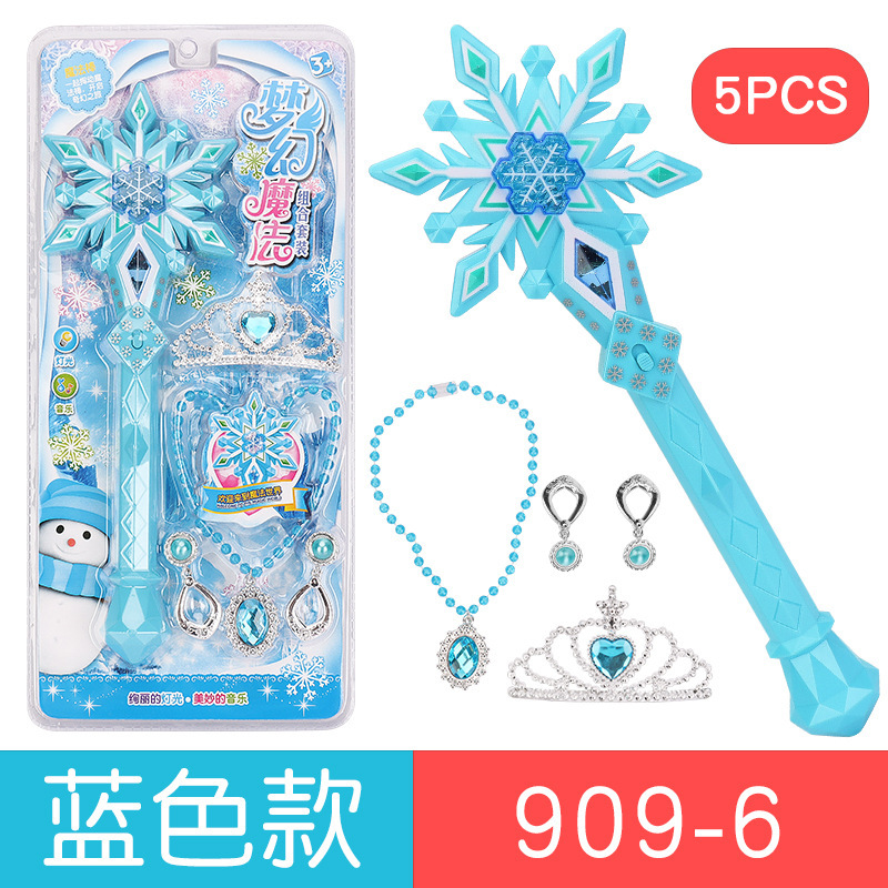 Guy New Children's Magic Stick Music the Fairies Toy Set Electric Luminous Princess Cane Snowflake Shapeshifting Robot