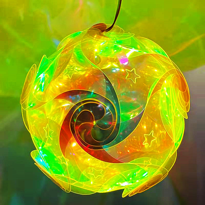 镭射炫彩手提花灯diy益智花灯球春节元宵热销款灯笼球厂价批发