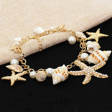 新款波西米亚夏季沙滩贝壳手链海边旅游手工编织可调节海螺手链