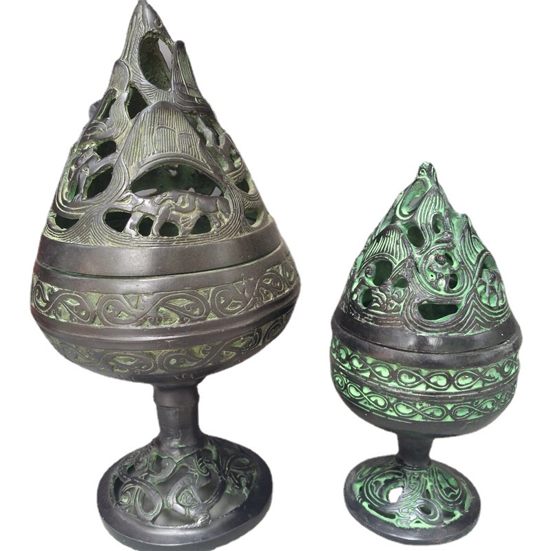 古董古玩回流仿古青铜器家居办公桌装饰做旧电影道具博山香炉摆件