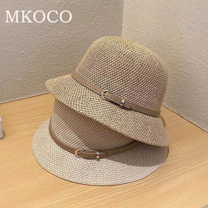 Western Style All-Match Summer Sun Hat Women's Sun Hat Basin Hat New Western Style Leather Buckle Fisherman Hat Foldable