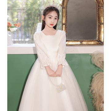 高端女童晚礼服轻奢小众生日公主裙花童婚礼小女孩钢琴演奏演出服