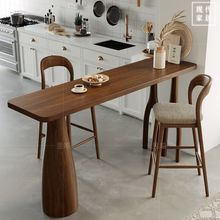 现代简约实木吧台桌家用小户型创意长条高脚桌客厅酒吧台桌椅组合