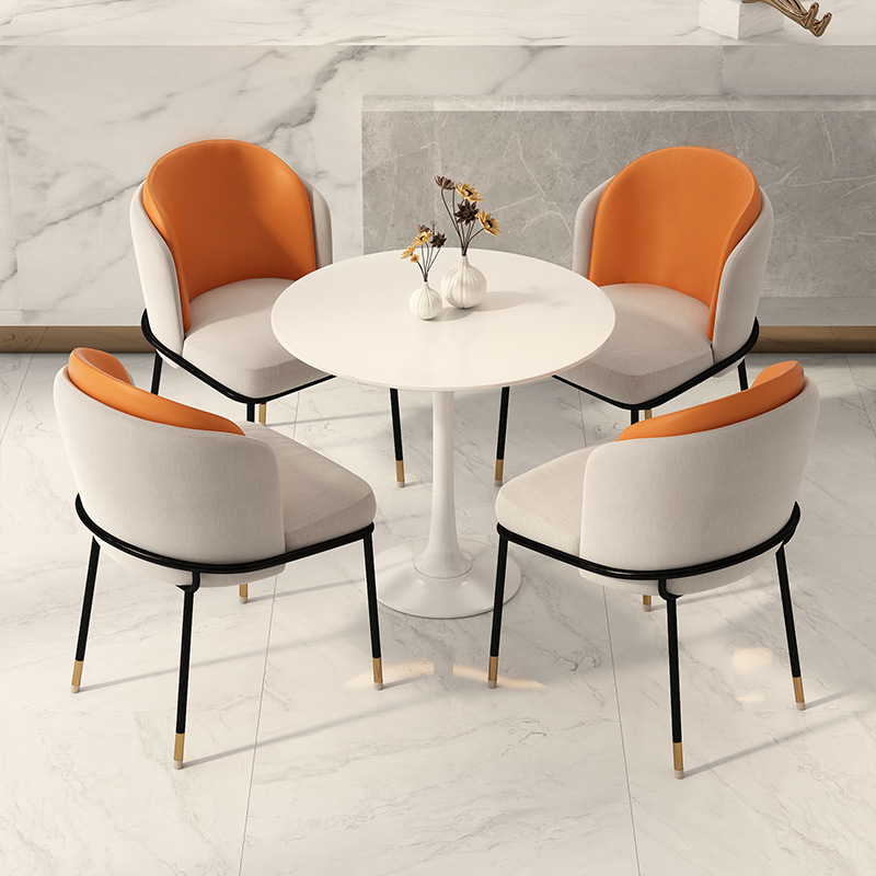 北欧洽谈桌椅组合服装店休息区会客接待支架结构散装奶茶店小圆桌