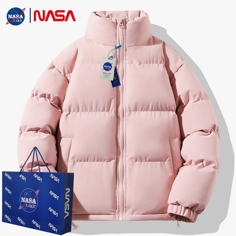 Nasa Joint Name Winter Cotton-Padded Coat Men's Short Cotton Jacket Thickened Fashion Brand Jacket Men's Warm Winter Clothing Jacket Solid Color Men's