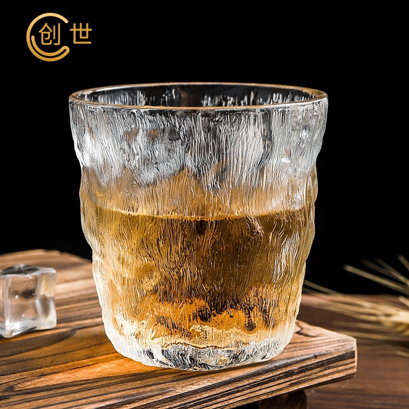 Japanese Creative Glacier Cup Clear Glass Cup Whiskey Glass Juice Coffee Cup Tree Pattern Glass Beer Cup